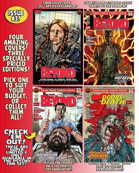 The Beyond Issue #3 Psycho Fan Set! 3 Comics With 2 Variant Covers! Plus A Full Color T-Shirt! 4 Trading Cards, Poster and MORE - LESS THAN 5 Sets Left!!