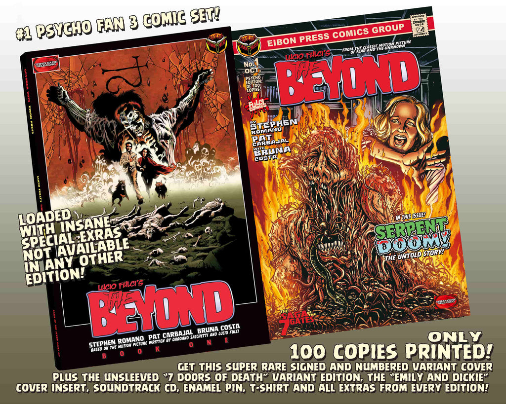 The Beyond Issue #1 Psycho Fan Set! 3 Comics With 2 Variant Covers! 2 Soundtrack CD's, plus a T-Shirt, Enamel Pin and MUCH MORE -  Only 100 Copies!