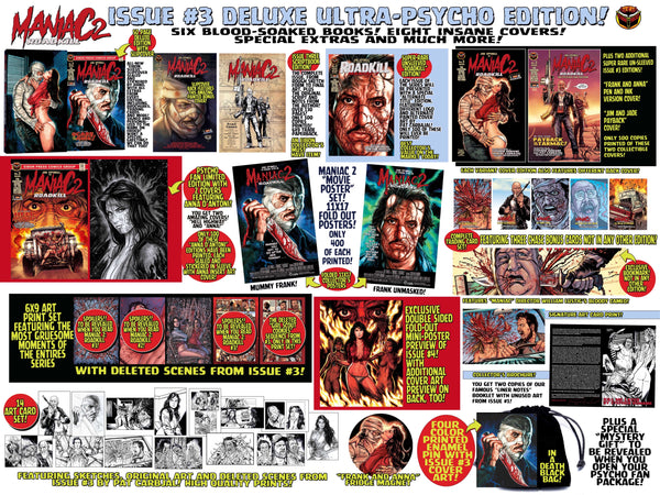Maniac 2: ROADKILL ISSUE #3 Psycho Fan Set! 6 Books! 2 Posters! Enamel Pin! Magnet and TONS MORE!