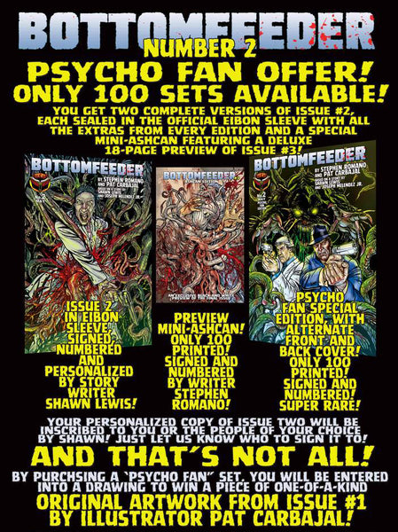 Bottomfeeder #2 Psycho Fan Three Comic Personalized Set - Only 100 Copies! ALMOST GONE!