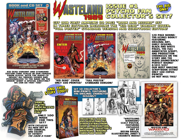 Wasteland 1989 Issue #1 Psycho Edition! 3 Comics including 120 Page Script Book! 2 Soundtrack CD's, plus a VHS Box, Enamel Pin and MUCH MORE - Only 100 Copies!