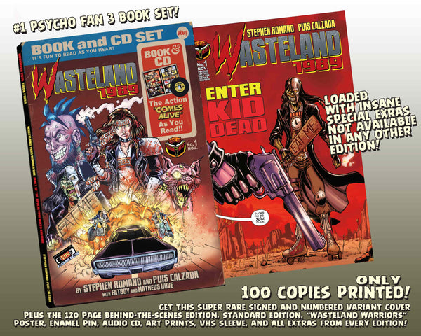 Wasteland 1989 Issue #1 Psycho Edition! 3 Comics including 120 Page Script Book! 2 Soundtrack CD's, plus a VHS Box, Enamel Pin and MUCH MORE - Only 100 Copies!