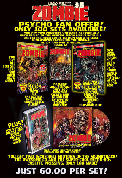 Zombie Issue #6 Psycho Fan Three Comic Personalized Set - Only 100 Copies!